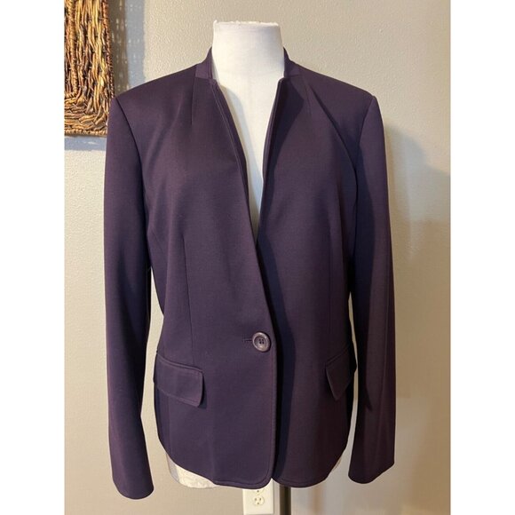 Kasper Separates Suit Jacket Blazer 14 Purple Grape Classic 1 Button Stretch - Picture 6 of 12